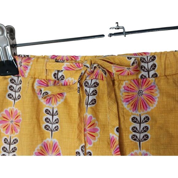Sunhee Moon Yellow Floral Cotton Skirt with Tie Front | Size 3 | Made in USA - Picture 7 of 12